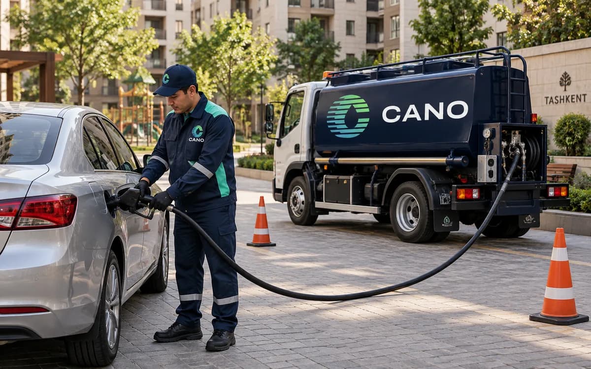 Refuelling a car parked outside a home