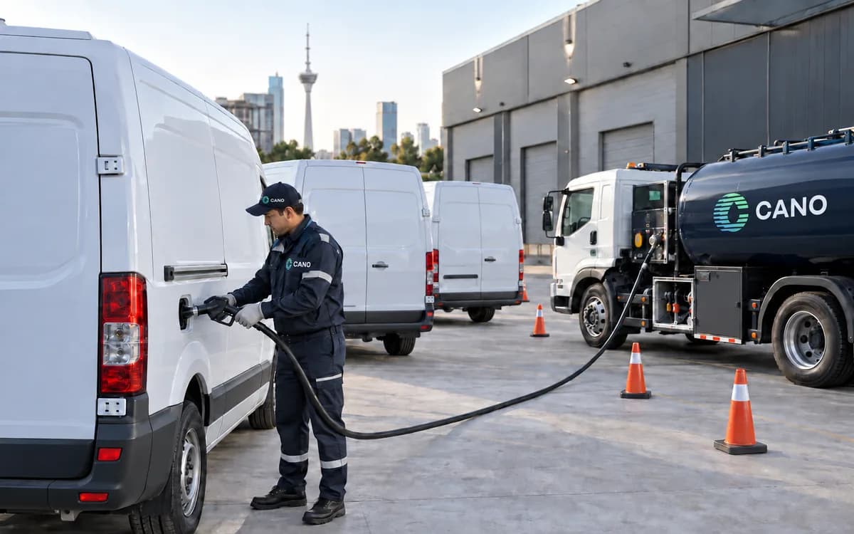 A corporate fleet being refuelled at the depot